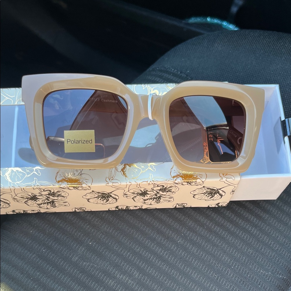 Nicole Miller Beige Square Sunglasses